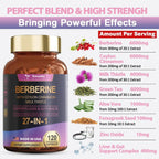 Totaria 27-in-1 Berberine Supplement with Ceylon Cinnamon, Milk Thistle |120 Caps