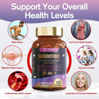 Totaria 27-in-1 Berberine Supplement with Ceylon Cinnamon, Milk Thistle |120 Caps