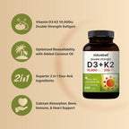 NatureBell Vitamin D3 K2 (10,000 IU Vitamin D + 200mcg Vitamin K MK-7) 240 Softgels